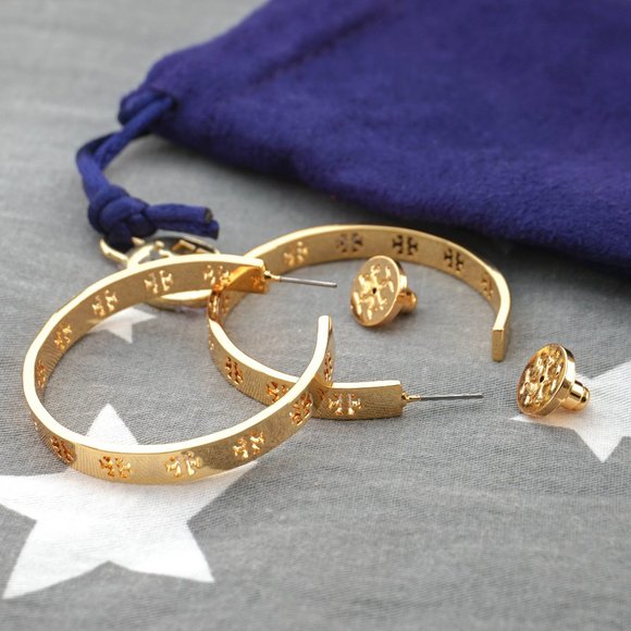 23062204_53594399_600.jpg SALE: Tory Burch Pierced-T Logo Hoop Statement Earrings (Brand New)